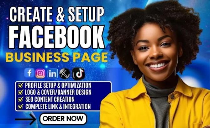 I will create, setup and optimize a professional facebook business page for your brand