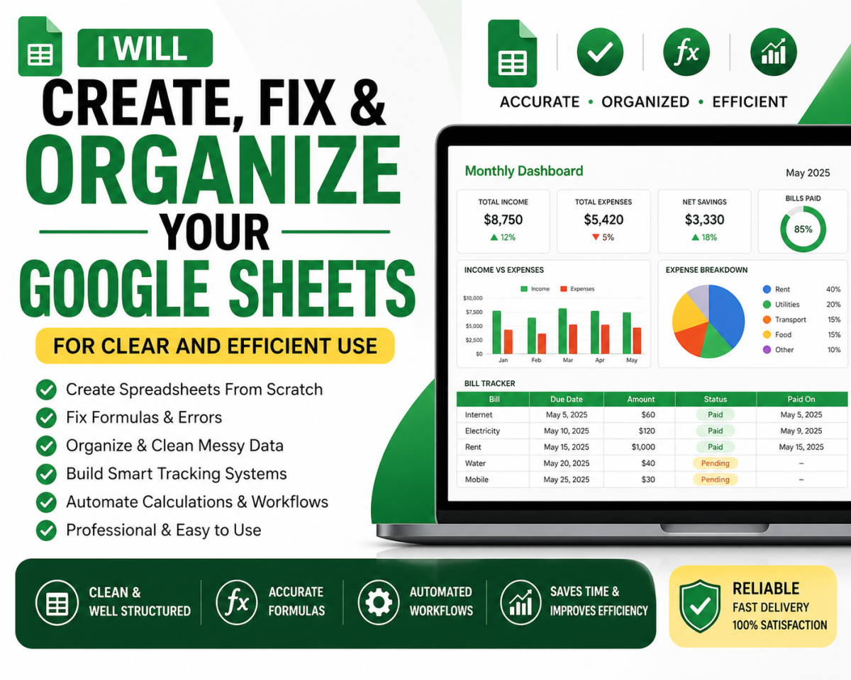 I will build, fix, and automate your google sheets for better organization