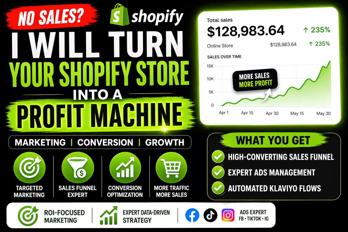 I will provide expert shopify marketing, promotion, sales funnel and shopify ads