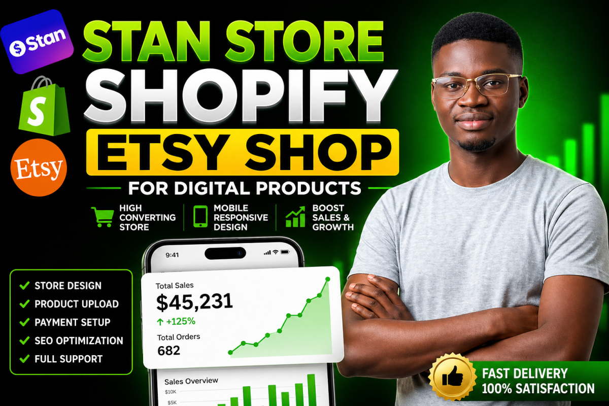 I will design stan store, stan store marketing and payhip etsy shop for digital product