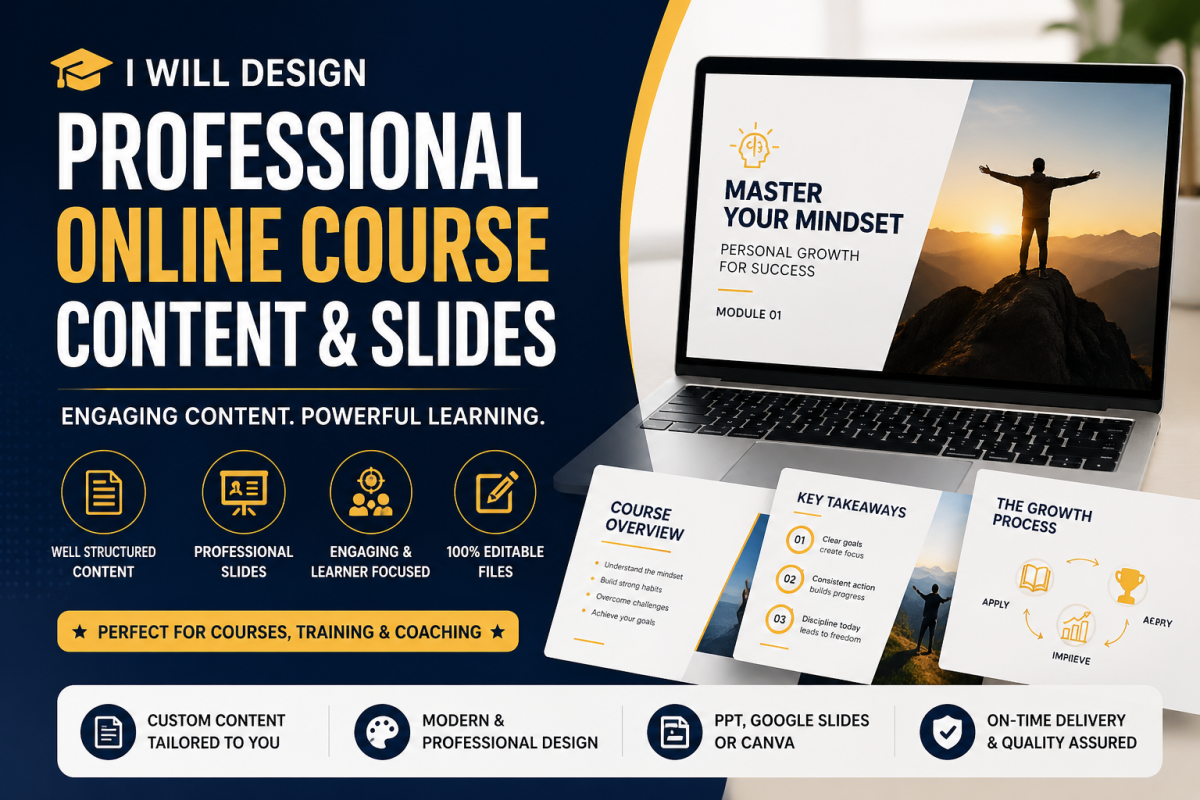 I will develop high quality online course content and slides