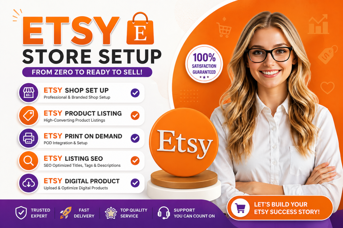 I will setup etsy shop with SEO etsy store creation etsy digital product etsy pod