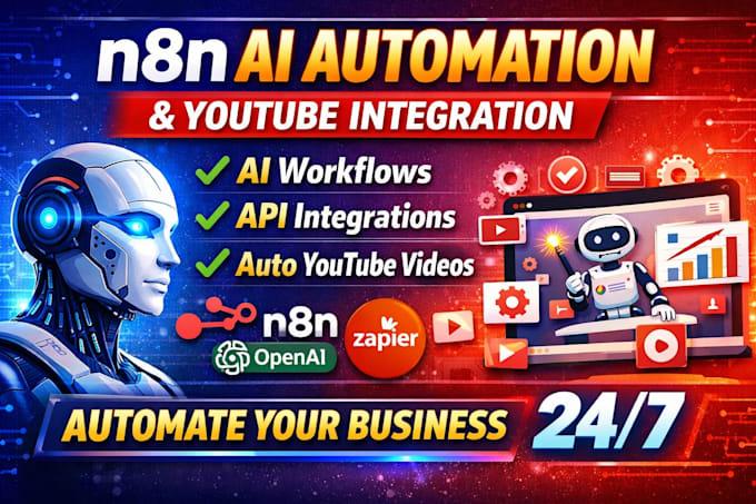 I will do n8n ai automation integration n8n youtube video automation ai n8n zapier zap