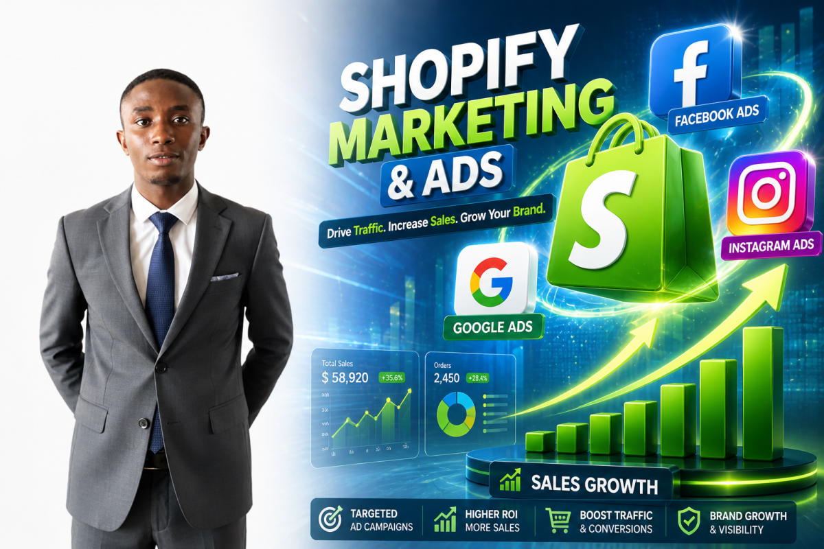 I will do ecommerce marketing, shopify marketing, SEO, and ads to boost shopify sales
