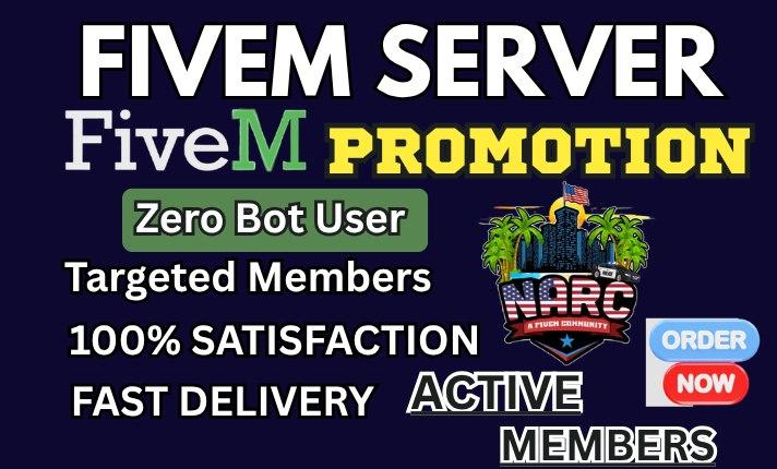 I will do fivem server promotion, discord advertising rust dayz gaming server promotion