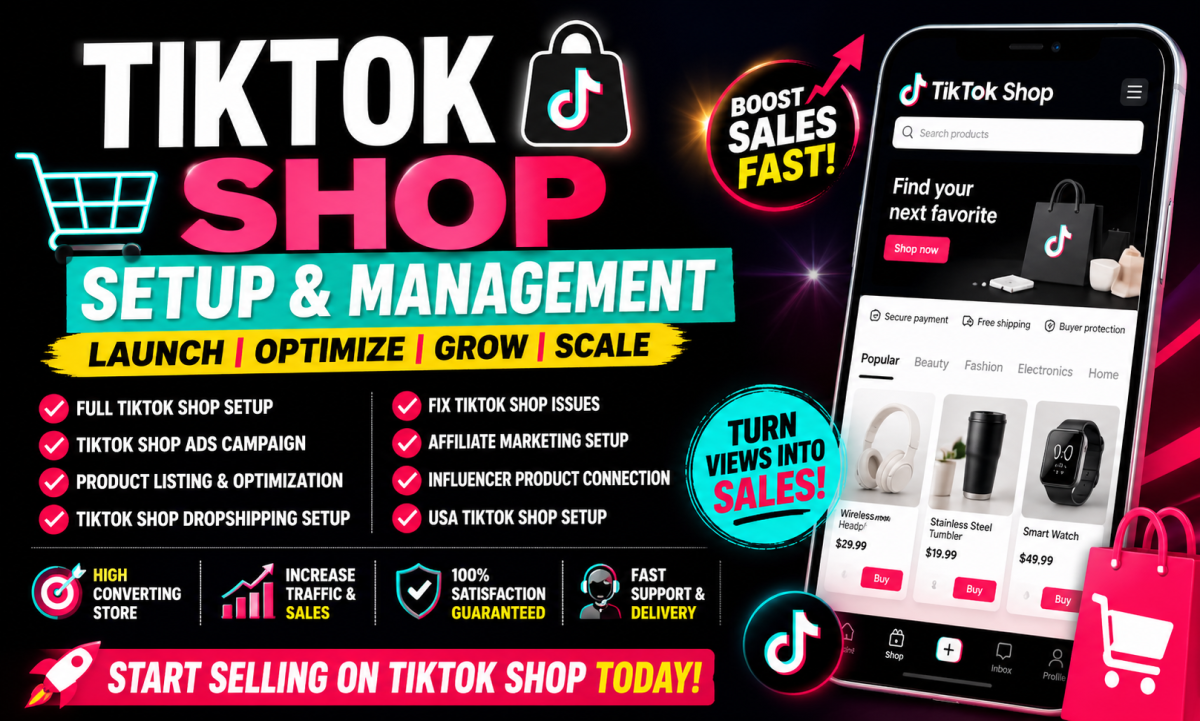 I will setup tiktok shop,fix tik tok dropshipping tiktok shop marketing