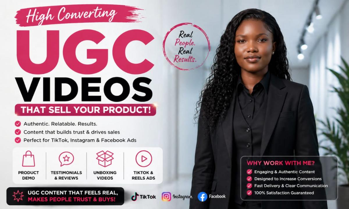 I will create high converting ugc videos for your,tiktok ads,facebook,and instagram