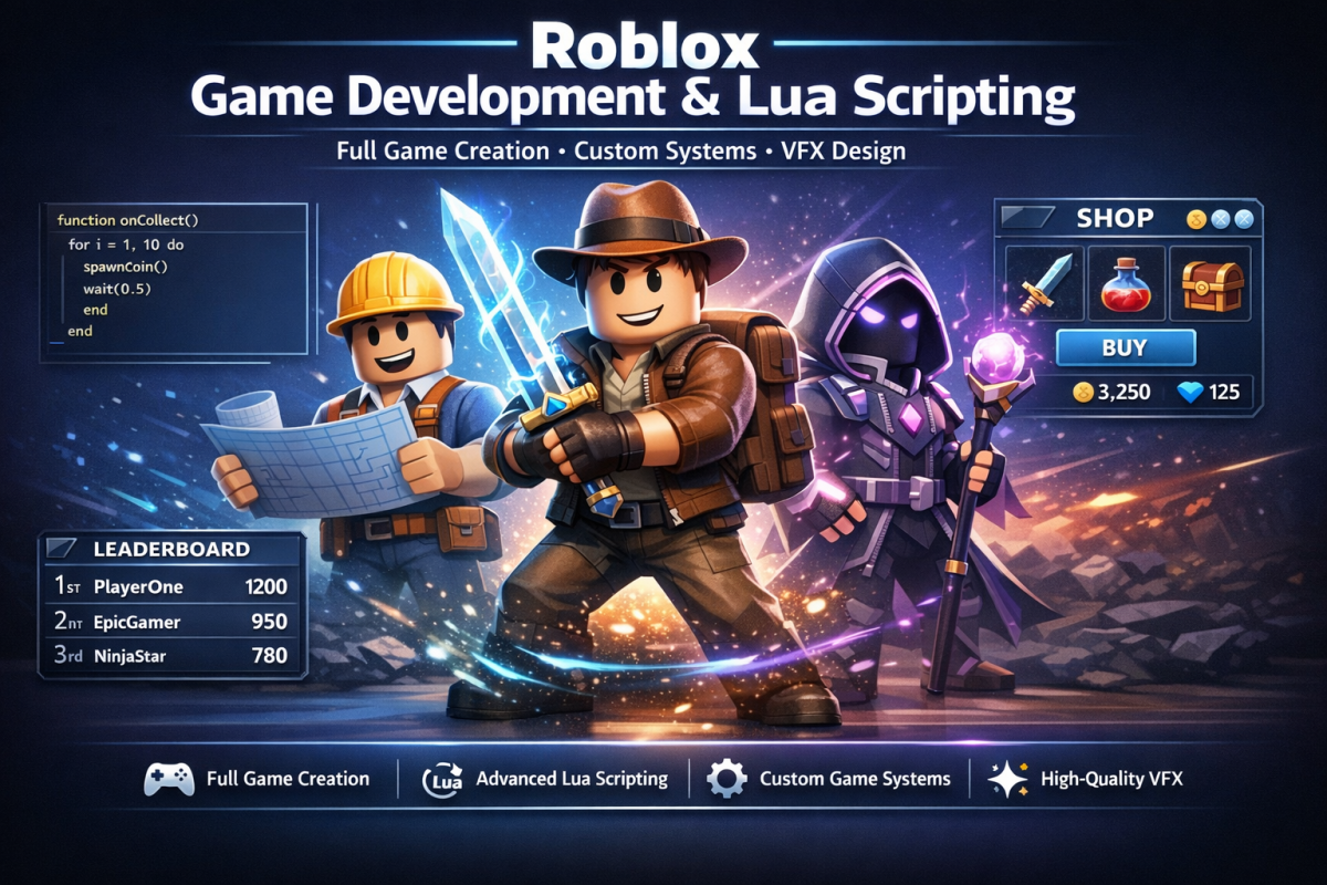 I will roblox scripter full roblox game creation roblox full game app luascripting vfx