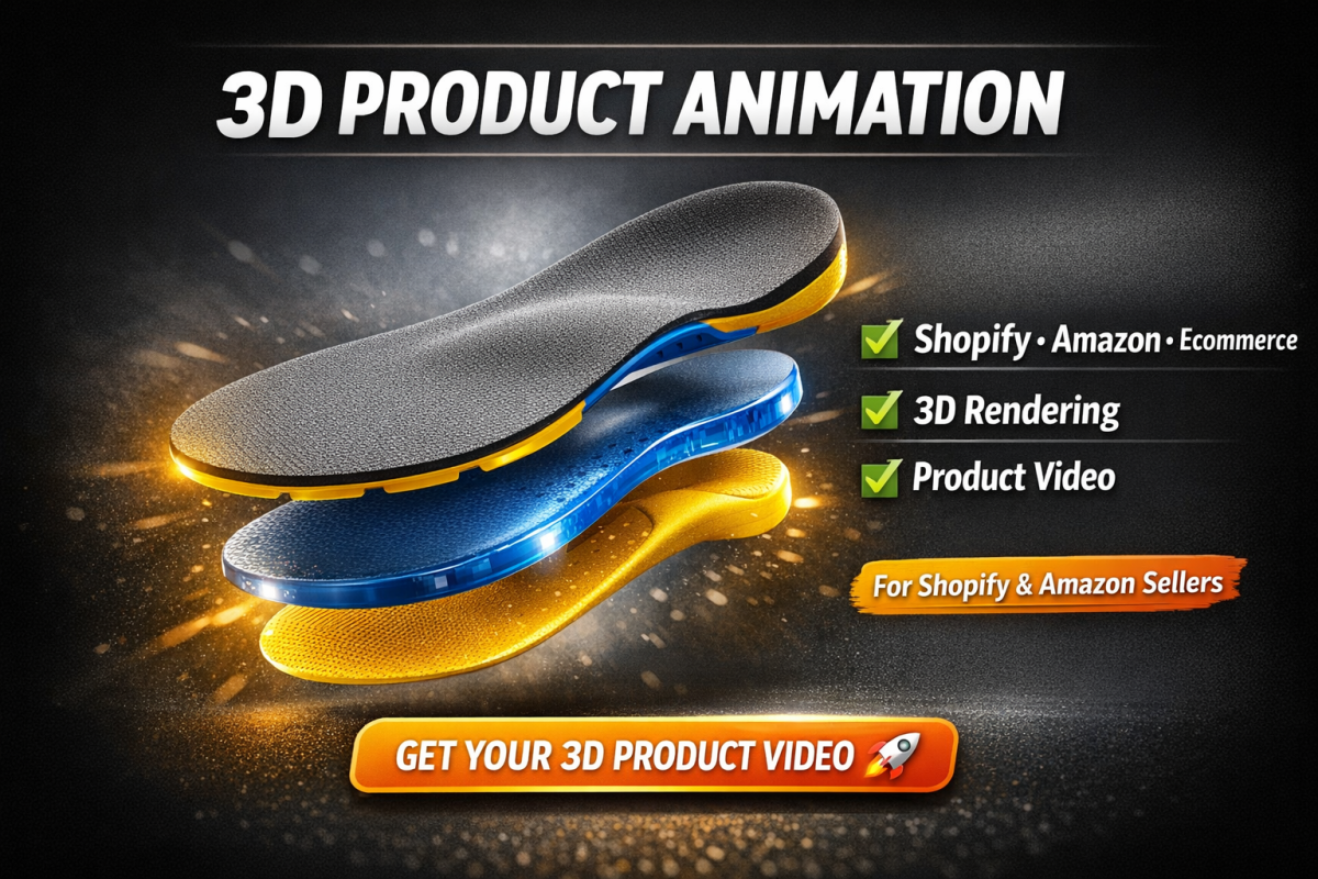 I will 3d product animation amazon video animation for shopify 3d suppliment shoe store