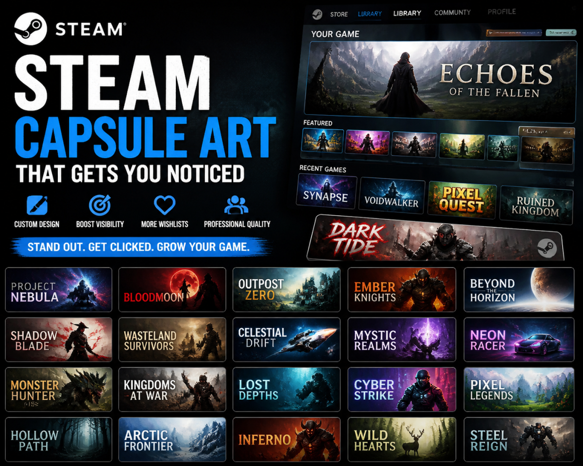 I will create steam capsule artwork game poster cover art steam banner boost wishlist