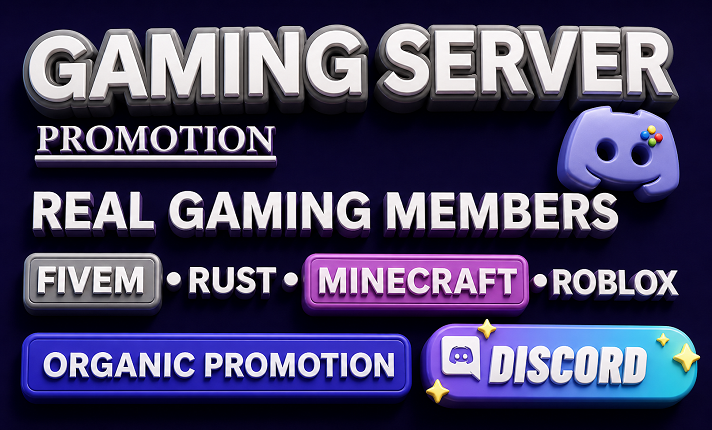 I will do gaming server promotion, fivem, minecraft, rust, discord server promotion