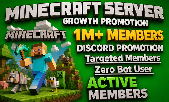 I will do discord server promotion, discord advertising, minecraft, fivem server promot