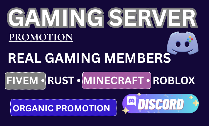 I will promote your gaming fivem server, dayz, rust, minecraft server discord promotion