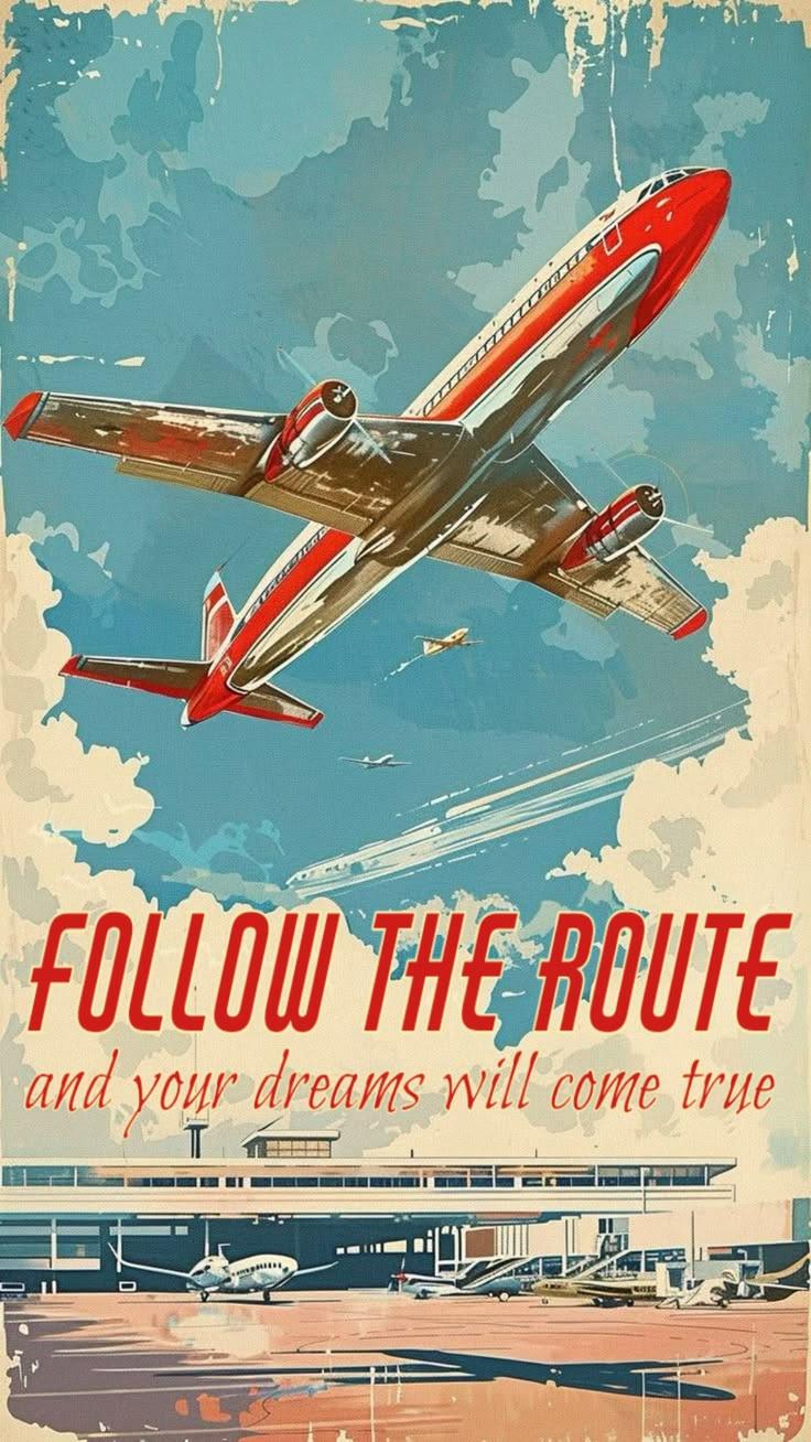 I will design custom vintage retro airline travel poster mid century modern art