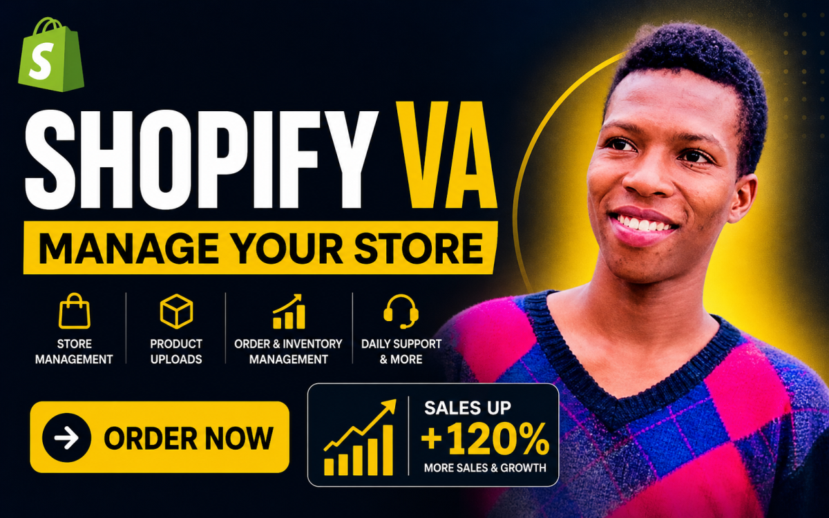 I will be your shopify virtual assistant and store manager for ecommerce