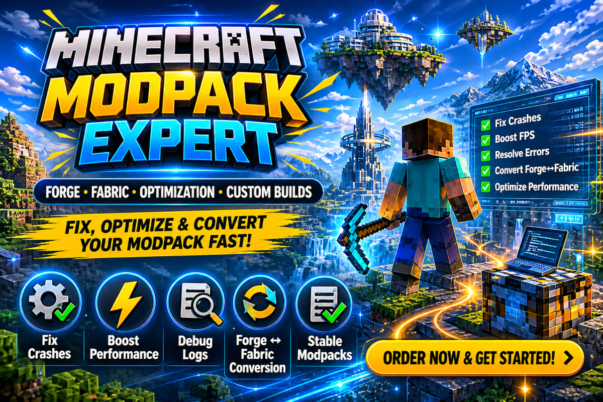 I will create, fix and optimize modpack minecraft, paper, fabric to forge, server setup