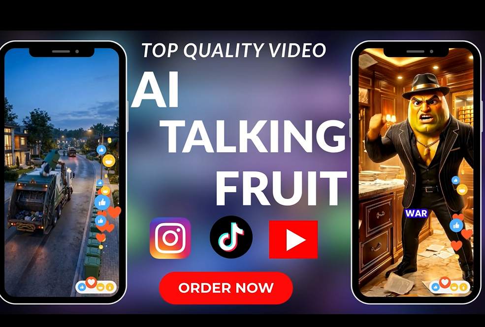I will create viral ai talking fruit ai funny fruit ai dancing fruit ai talking object