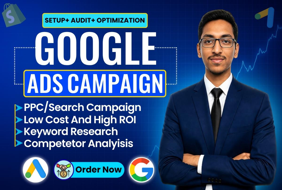 I will setup and manage your google ads, adwords, PPC ad campaign, shopping ads
