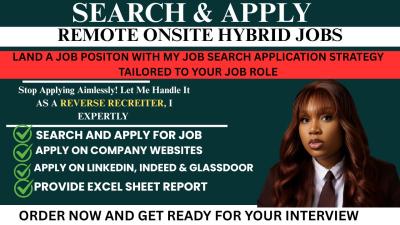 I will search and apply to jobs, be your reverse recruiter, remote jobs job application