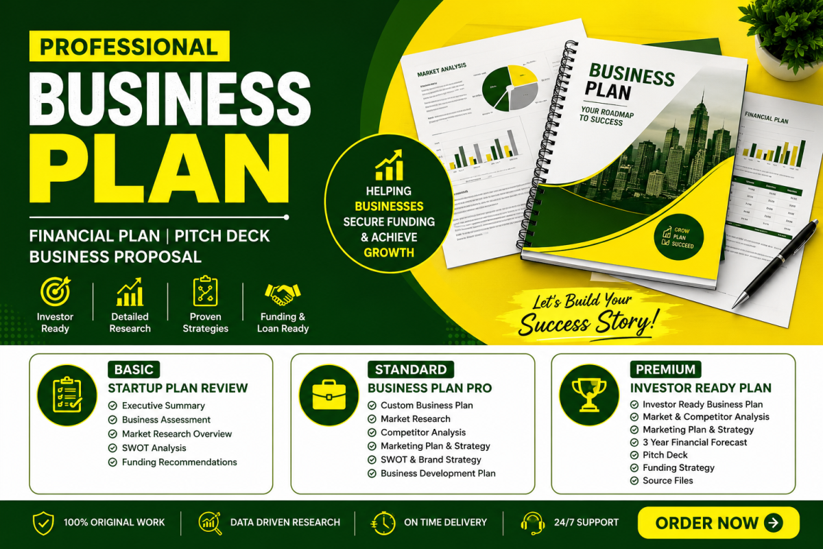 I will write a professional business plan financial plan pitch deck business proposal