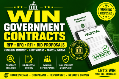 I will write winning government contract bid proposal, rfp, rfq capability statement