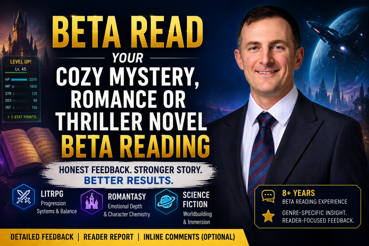 I will beta read cozy mystery, beta read romance or thriller novel beta reading