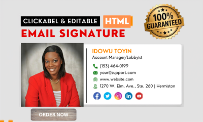 I will design clickable HTML email signature for gmail, outlook and apple mail