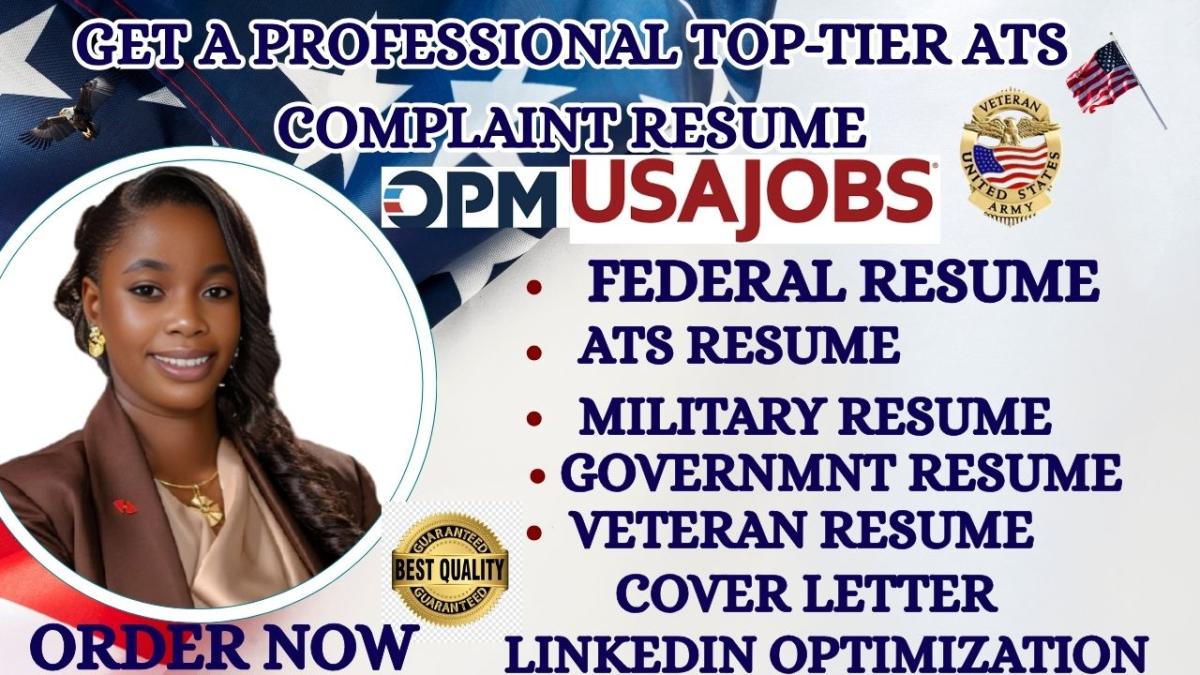 I will write ats federal resume, usajobs resume, government resume and cover letter