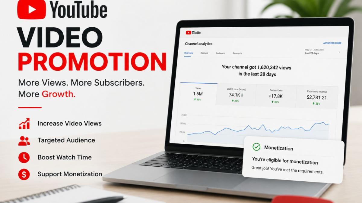 I will do super fast organic youtube video promotion channel growth using google ads