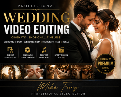 I will edit cinematic wedding videos films and highlight reels