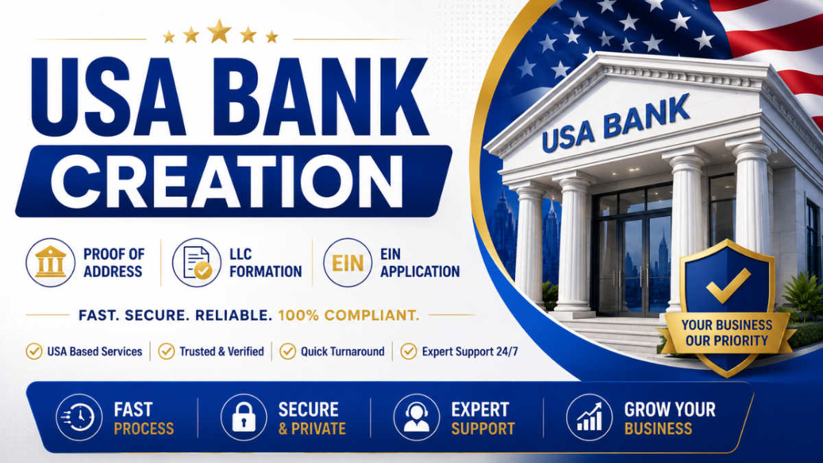 I will usa bank creation llc registration, wise, mercury, USA physical proof of address