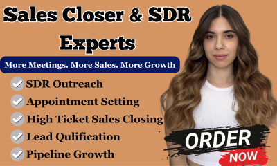 I will be your b2b high ticket sales closer sdr appointment setter sales representative