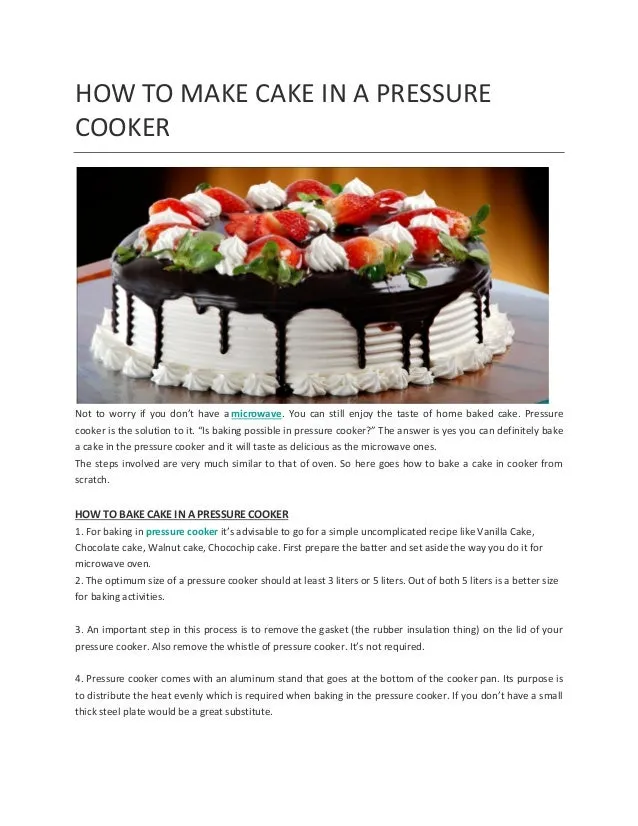 How to make cake in a pressure cooker