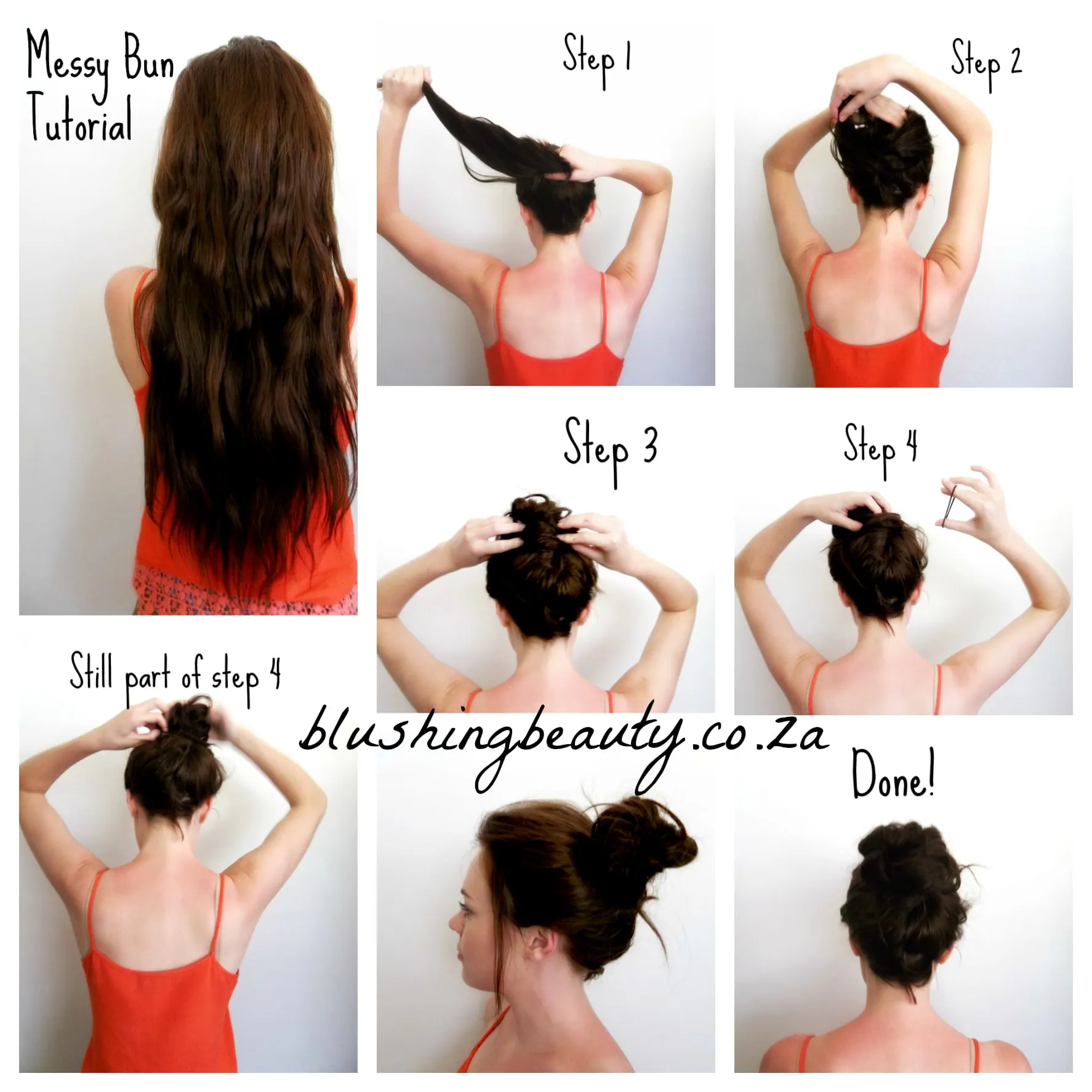 Pics For  How To Do A Messy Bun Step By Step