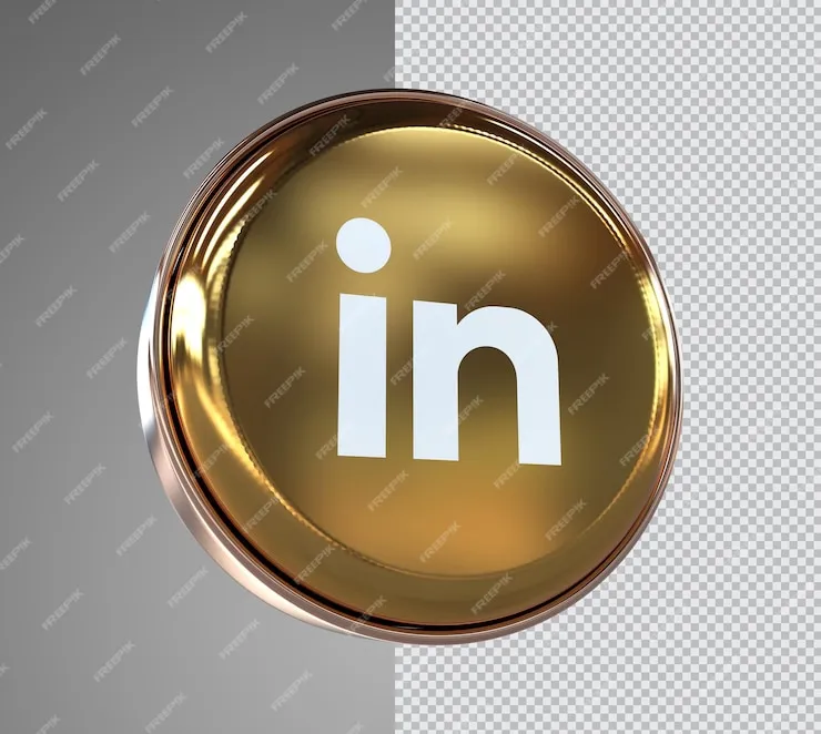 Premium PSD  Gold linkedin icon 3d rendering