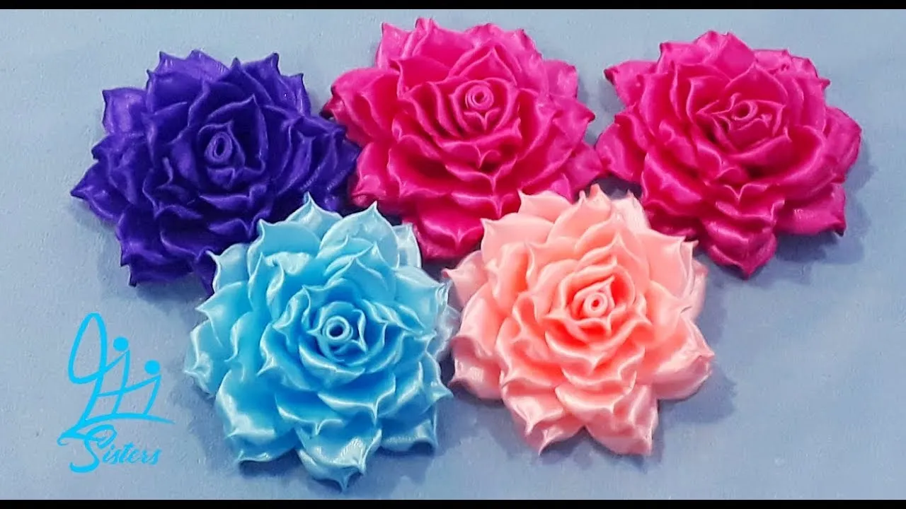 Beautiful ribbon roses tutorial  YouTube