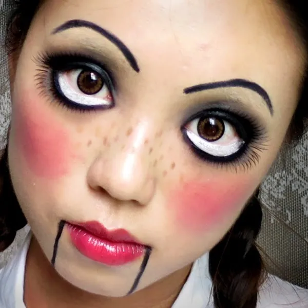 Easy Creepy Doll Halloween Makeup Tutorials  Cathy