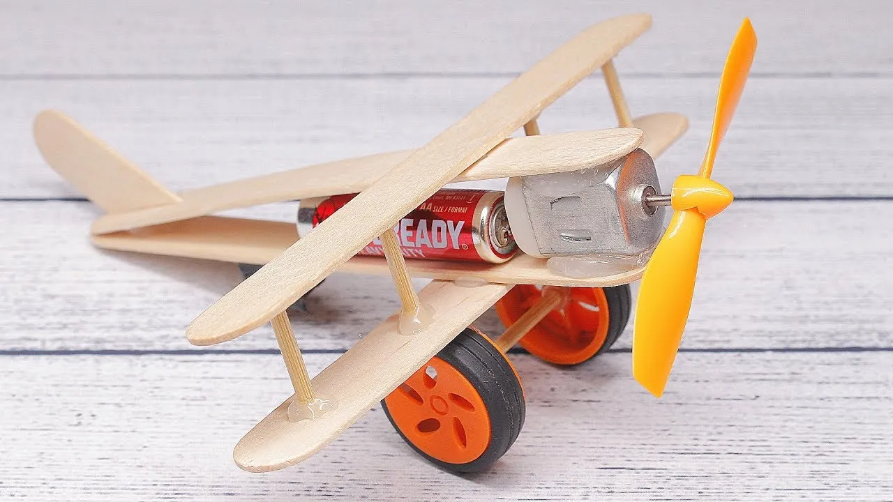 How to make A Plane with DC Motor  Toy Wooden Plane DIY  YouTube