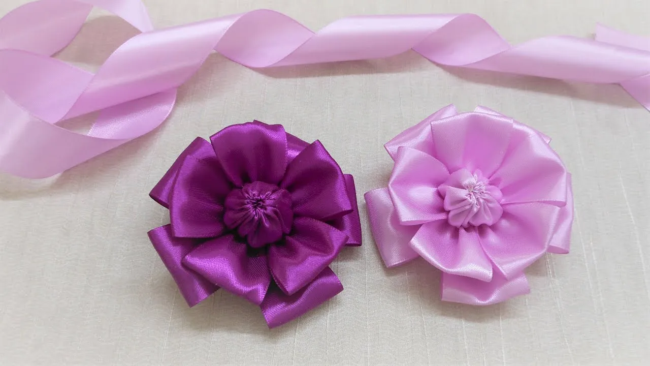 DIY Ribbon Flowers  How to Make Satin Ribbon Flowers  Amazing Trick 