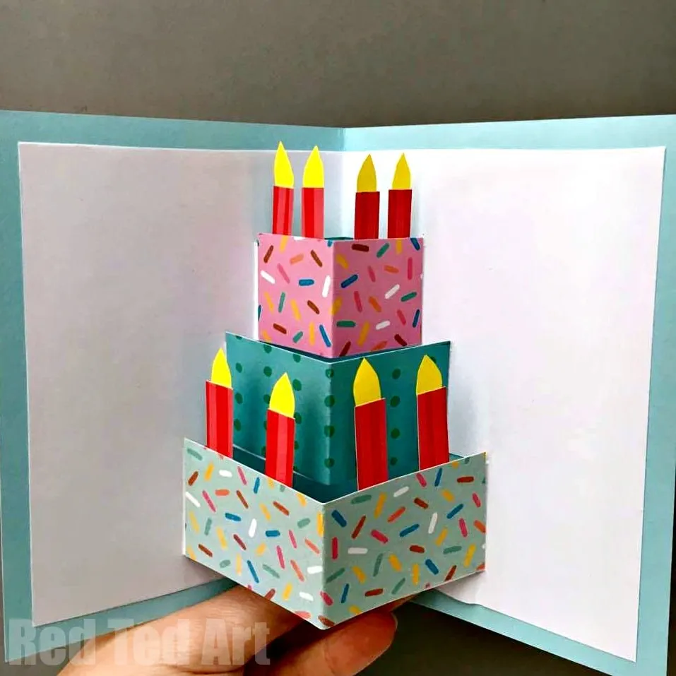 Easy Pop Up Birthday Card DIY  Red Ted Art  Kids Crafts  Trasiente