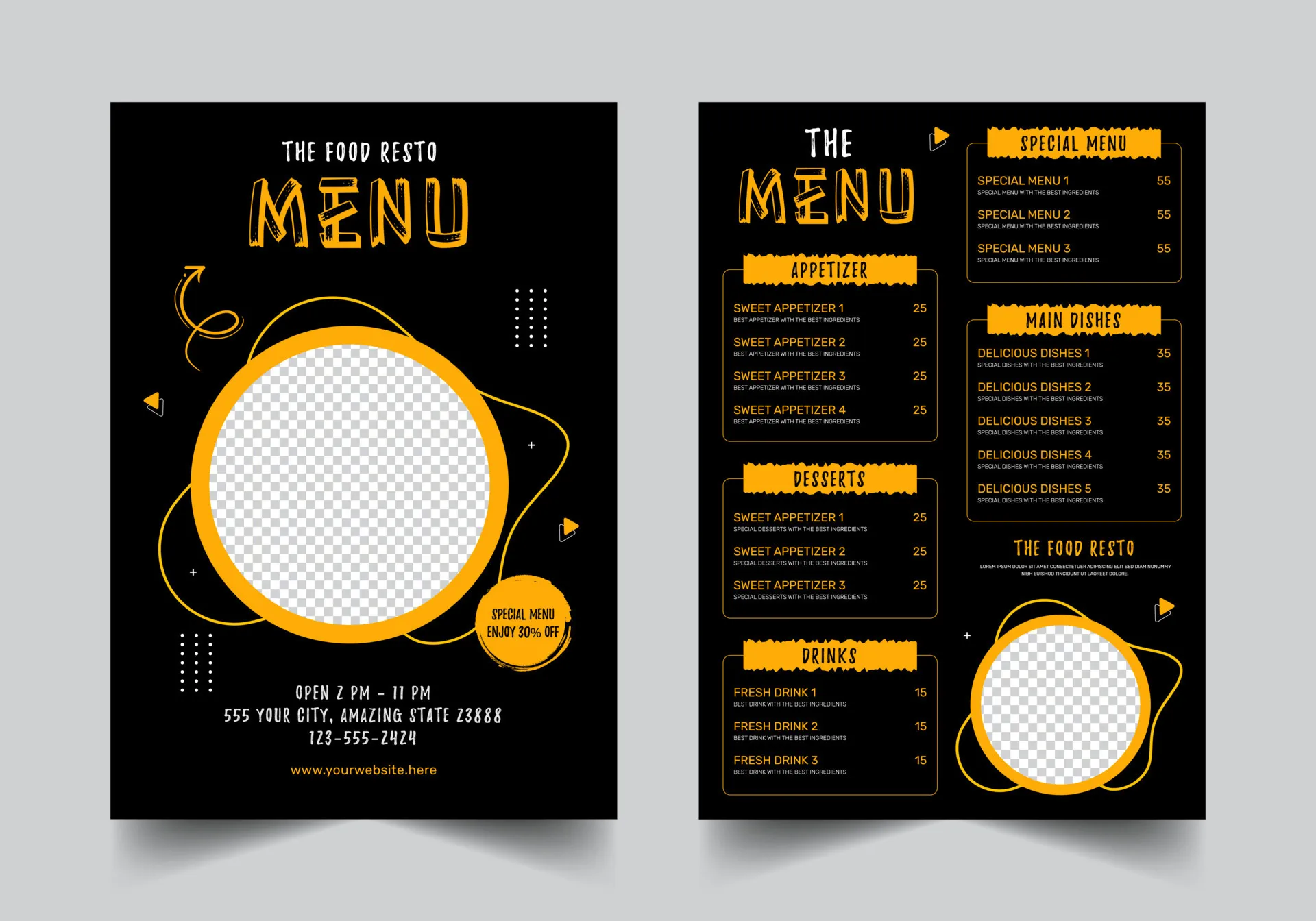 Lovely food menu and restaurant flyer design template 12196191 Vector 