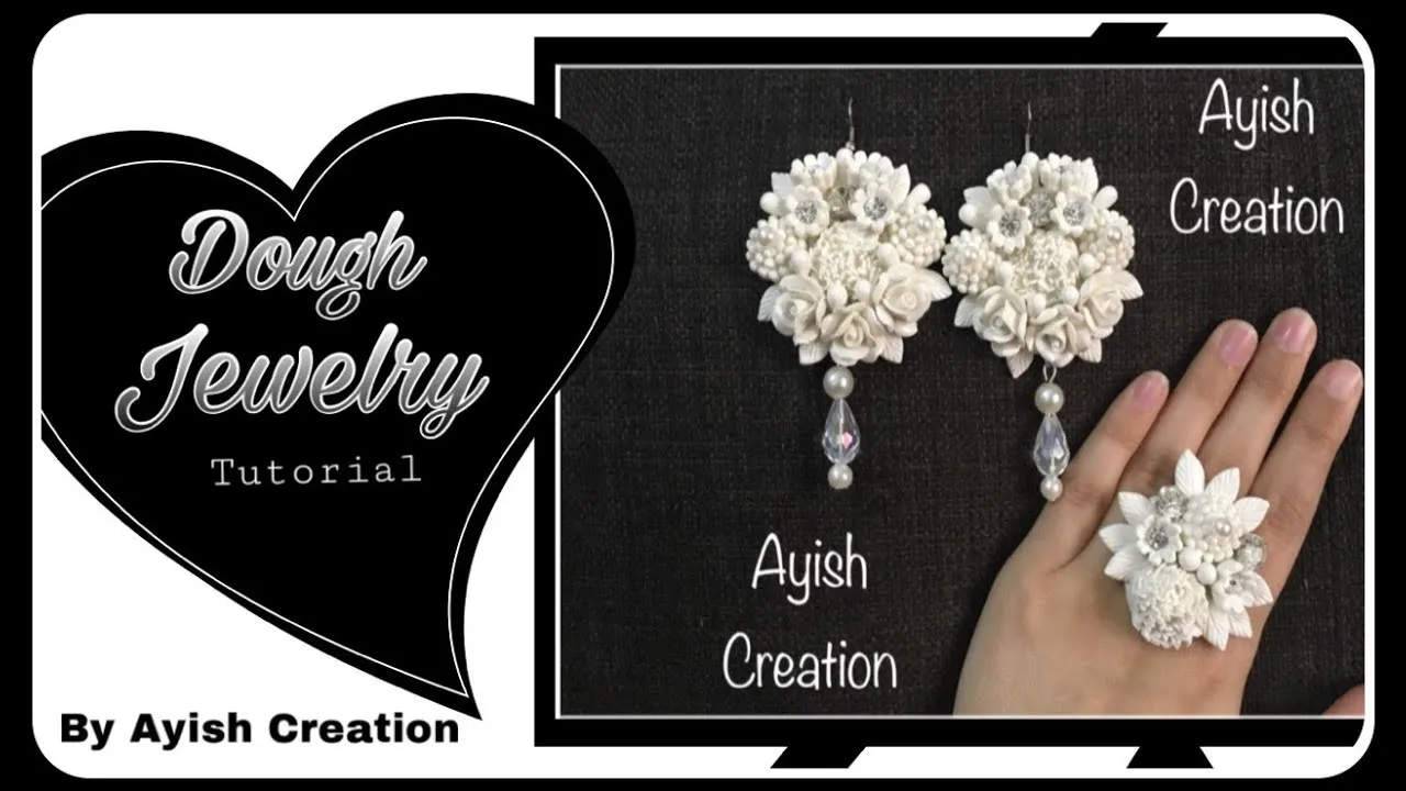 Dough jewelry making tutorial earrings  ring elegant white jewelry 