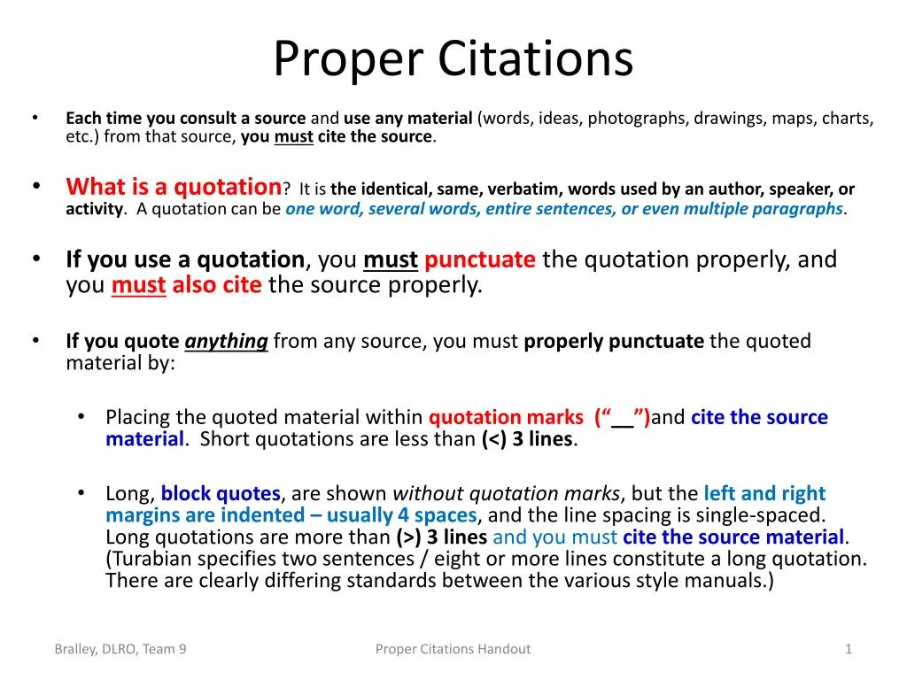 PPT  Proper Citations PowerPoint Presentation free download  ID2770086