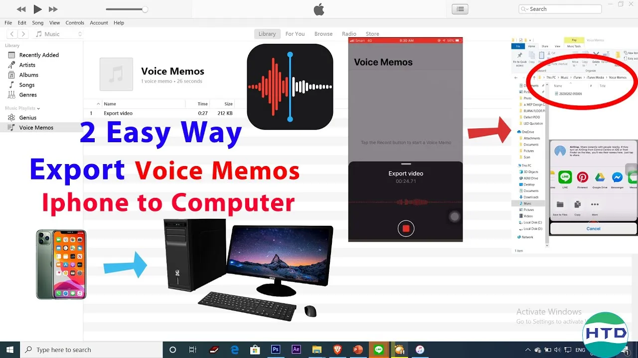 How to transfer Voice Memos from your IPHONE to COMPUTER with 2 Easy 