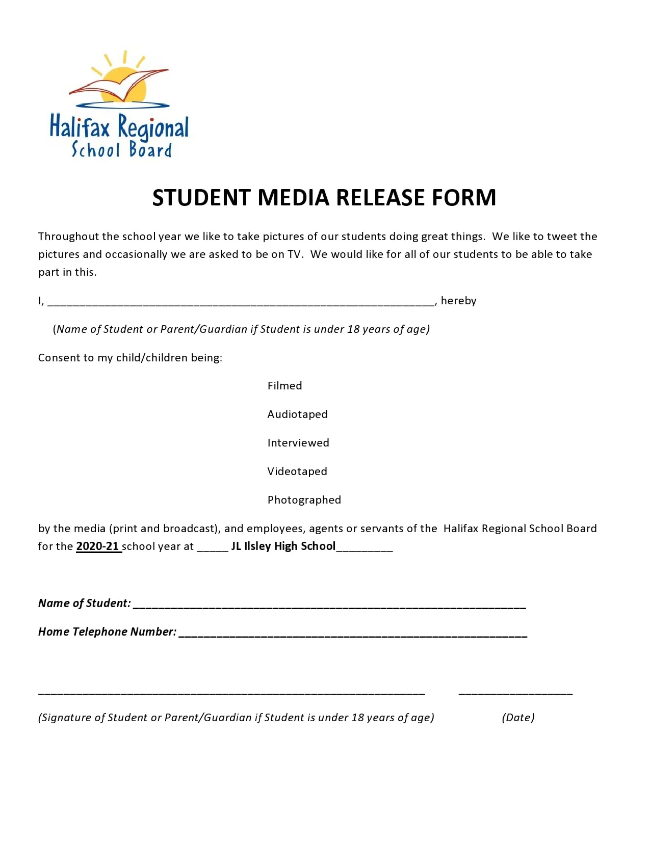 30 Standard Media Release Forms Photo Social Website