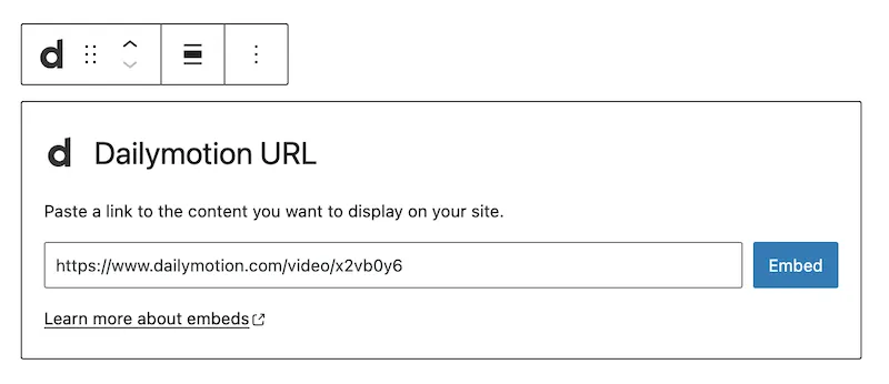 Dailymotion embed  Documentation  WordPressorg