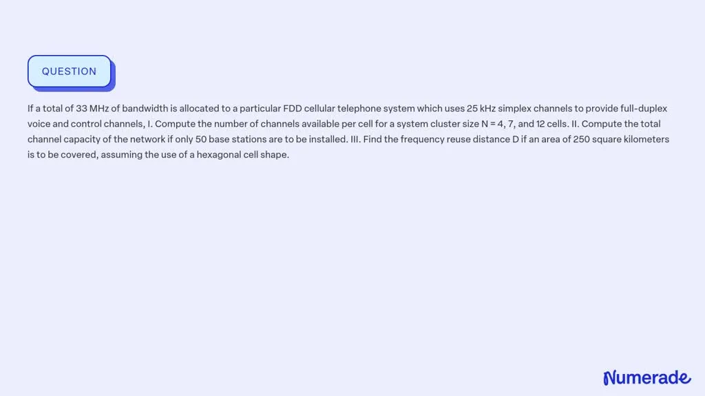 SOLVED If a total of 33 MHz of bandwidth is allocated to a particular 