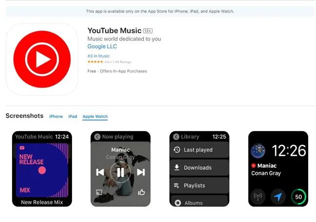 YouTube Music on Apple Watch Streaming Guide