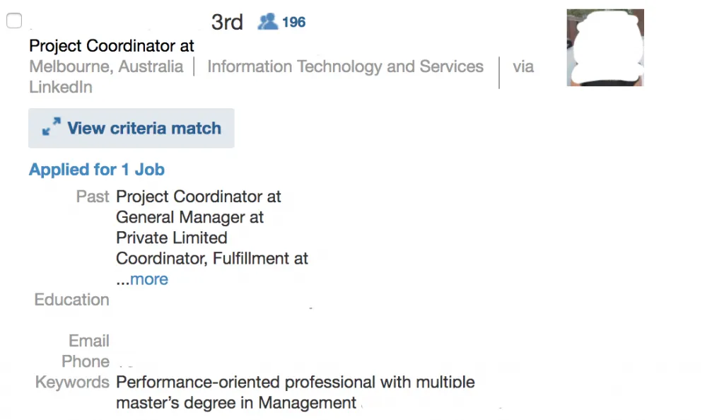 What recruiters see when you apply for a job via LinkedIn