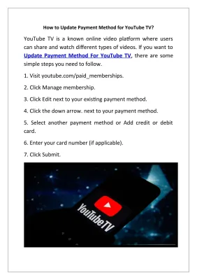 Updating Payment Card Information on YouTube TV